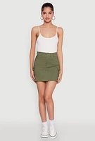 Womens High Waisted Cargo Skirt, Green,