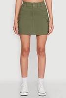 Womens High Waisted Cargo Skirt, Green, Size L