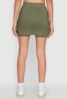 Womens High Waisted Cargo Skirt, Green, Size L