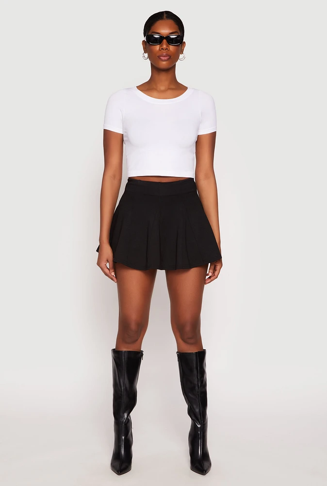 Womens Ponte High Waist Skort, Black, Size M