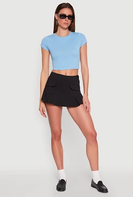 Womens Front Cargo Pocket Mini Skirt, XL
