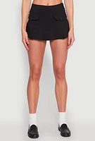 Womens Front Cargo Pocket Mini Skirt, XL