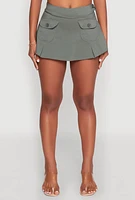 Womens Front Cargo Pocket Mini Skirt, Green, Size L