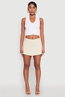 Womens Front Pocket Mini Skort, Khaki,