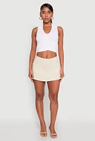 Womens Front Pocket Mini Skort, Khaki,