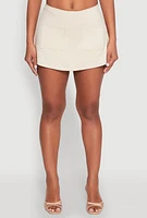 Womens Front Pocket Mini Skort, Khaki,