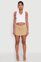 Womens Front Pocket Mini Skort, Khaki,