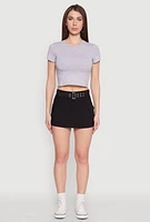 Womens High Waisted Belted Cargo Skirt, M