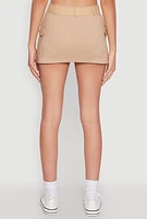 Womens High Waisted Belted Cargo Skirt, Khaki,