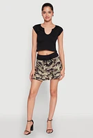 Womens Drawstring Pleated Skirt, Multi, Size M