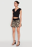 Womens Drawstring Pleated Skirt, Multi, Size M