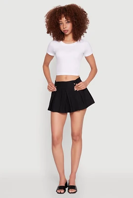 Womens Smocked Waist Pleated Skort,