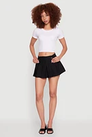 Womens Smocked Waist Pleated Skort,