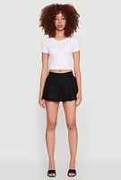Womens Smocked Waist Pleated Skort,