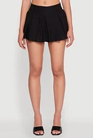 Womens Smocked Waist Pleated Skort,