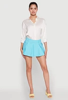 Womens Smocked Waist Pleated Skort,