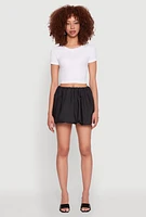 Womens Poplin Bubble Hem Skirt, Black, Size XL