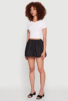 Womens Poplin Bubble Hem Skirt, Black, Size L
