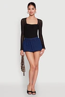 Womens Denim Micro Mini Bubble Skirt, Blue, Size S