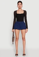 Womens Denim Micro Mini Bubble Skirt, Blue, Size S