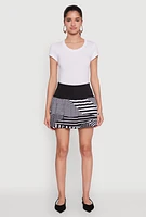 Womens Abstract Stripe Mini Bubble Skirt, Multi,