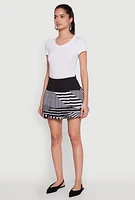 Womens Abstract Stripe Mini Bubble Skirt, Multi,