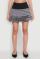 Womens Abstract Stripe Mini Bubble Skirt, Multi,