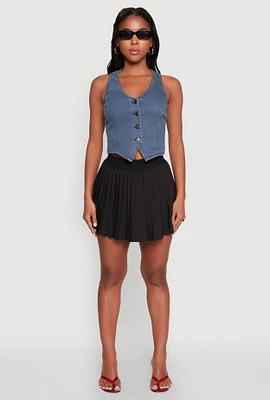 Womens Mini Pleated Skort, Black, Size M