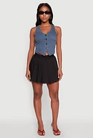 Womens Mini Pleated Skort, Black, Size M