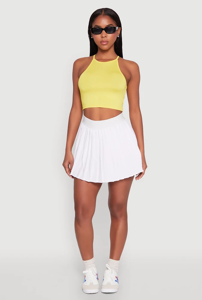 Womens Mini Pleated Skort, White, Size L