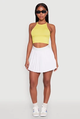 Womens Mini Pleated Skort, White, Size L