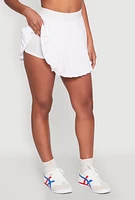 Womens Mini Pleated Skort, White, Size L