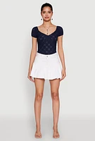 Womens Twill Mini Bubble Skirt, White, Size XL