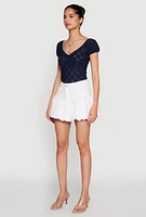 Womens Twill Mini Bubble Skirt, White, Size XL