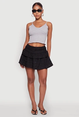 Womens Textured Knit Mini Skirt, Black, Size XL