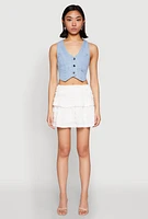 Womens Textured Knit Mini Skirt, White, Size S