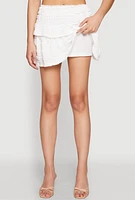 Womens Textured Knit Mini Skirt, White, Size S