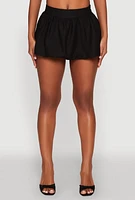 Womens Linen Mini Bubble Skirt, Black, Size L