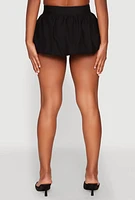 Womens Linen Mini Bubble Skirt, Black, Size L