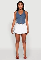 Womens Linen Mini Bubble Skirt, White, Size XL