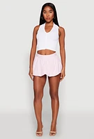 Womens Linen Mini Bubble Skirt, XL