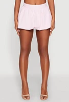 Womens Linen Mini Bubble Skirt, Pink,