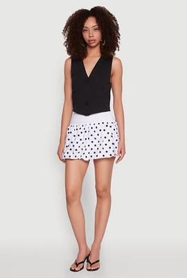Womens Polka Dot Mini Bubble Skirt, White, Size L