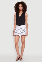 Womens Polka Dot Mini Bubble Skirt, White, Size L