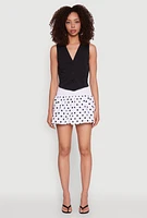 Womens Polka Dot Mini Bubble Skirt, White, Size L