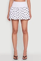 Womens Polka Dot Mini Bubble Skirt, White, Size L