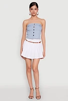 Womens Belted Pleated Skirt, White, Size XL