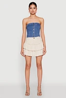 Womens One Button Tiered Mini Skirt, Khaki, Size S