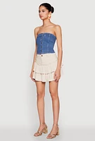 Womens One Button Tiered Mini Skirt, Khaki, Size S