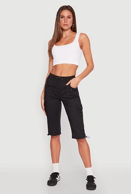 Womens Toggle Drawstring Cargo Capris,
